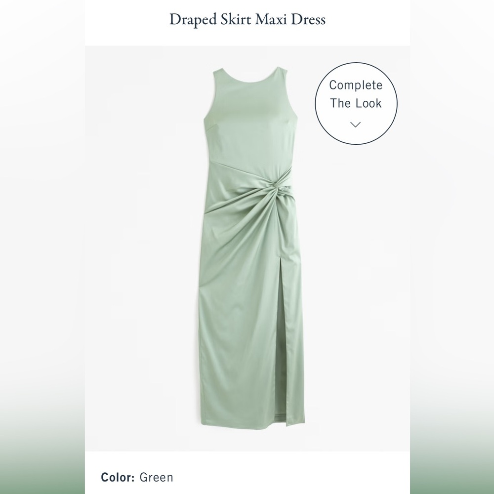 Brand New Abercrombie & Fitch Sage Green Draped Open back Dress, size medium